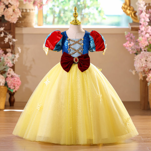 Floral Tulle Butterfly Applique Girls Pageant Dress with Short Sleeves