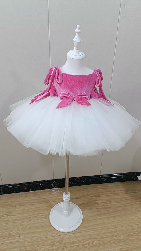 Velvet Mini Tulle  Flower Girl Dress