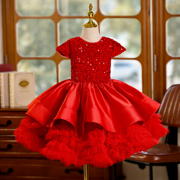 Sequin  Bodice A-line Girls  New Year Birthday Dress