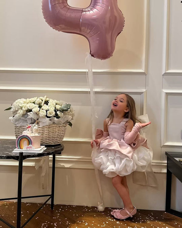 Pink Scoop Ruffle Above Knee-length Girls Pageant Dress